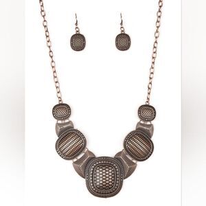 Paparazzi Prehistoric Powerhouse - Copper Necklace + Matching Earrings NWT